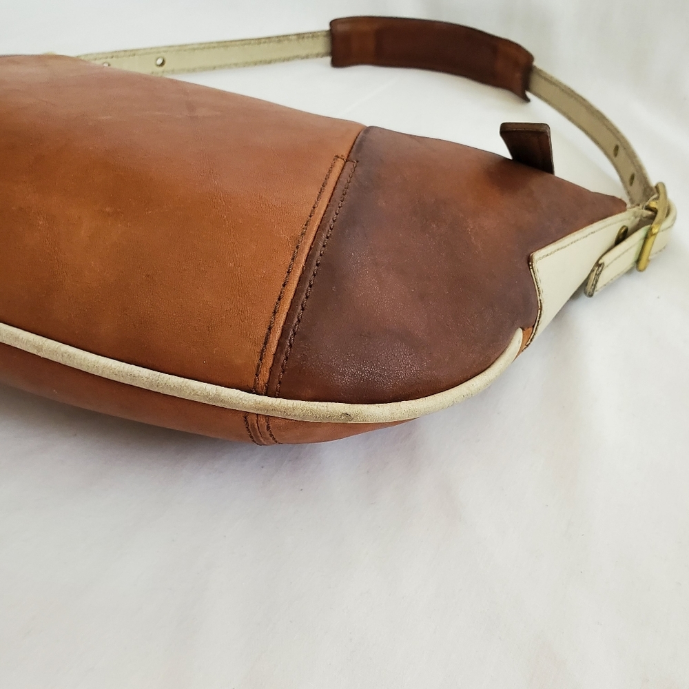 Vintage COACH COLOR-BLOCKED 💯 LEATHER Shoulder Bag Handbag Unique Classic Luxury - Picture 8 of 13